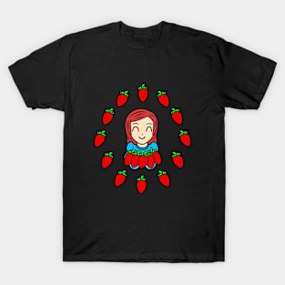 Cute girl with strawberries T-Shirt